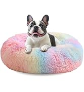JOLLYVOGUE Medium Calming Dog Bed, Anti-Anxiety Donut Cuddler Cat Bed with Anti-Slip Bottom, Fluf...
