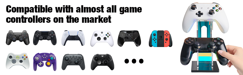 Iridescent Acrylic 2-Tier Universal Game Controller Holder Stand for PS5 Xbox ONE Switch