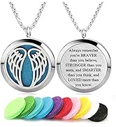 Aromatherapy Essential Oil Diffuser Necklace 316L Stainless Steel Locket Pendant with 24 Inch Chain