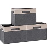 GhvyenntteS Fabric Bins Large Storage Baskets for Shelves with 3 Handles, Sturdy Foldable Fabric ...