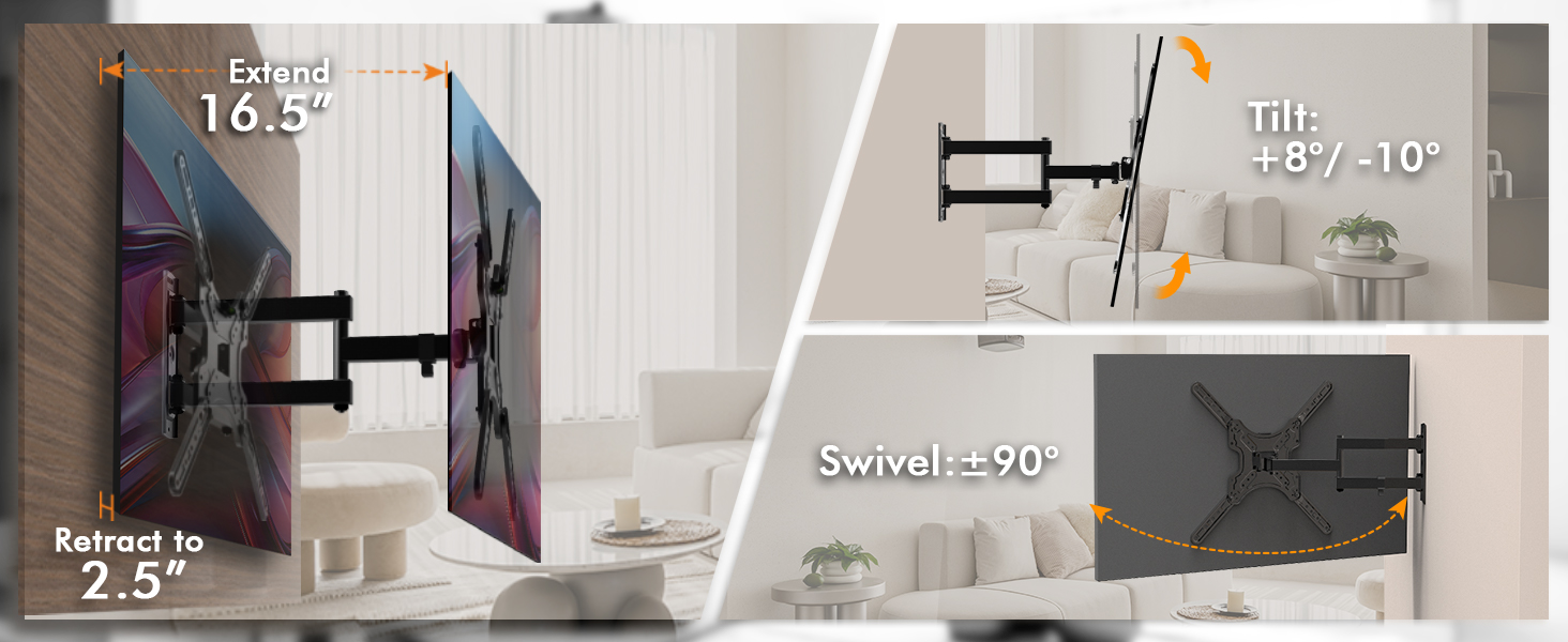 FULL MOTION CORNER WALL MOUNT TV BRACKET