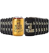 Cheers to 40 Years and 1 METALLIC GOLD "40 Never Looked So Good" Birthday Party Can, Set ...