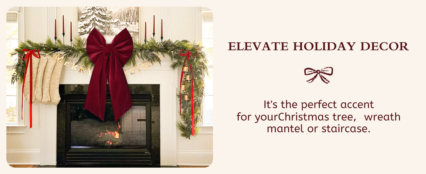 Christmas Decorations Large Red Velvet Christmas Tree Topper Gift Bows Xmas Decor Home Wreaths Door