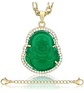 ZenBless Buddha Cubic Zirconia Necklace Iced Out Jade Laughing Buddha Necklace for Women Yoga Mal...