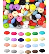 FIVEIZERO 240PCS Silicone Lentil Beads,24 Colors 12mm Silicone Beads for Keychain Making,Silicone...