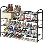 LINZINAR Shoe Rack Long 4 Tier Shoe Storage Organizer Metal Wide Shoe Shelf for Closet Entryway B...