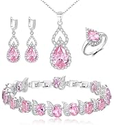 BriLove Wedding Jewelry Set for Women Bride Bridesmaid, Gorgeous Cubic Zirconia Teardrop Necklace...
