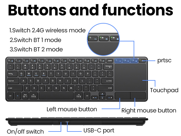 Wireless Keyboard with Touchpad