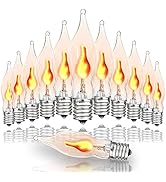 PASUTO 12 Pack C7 Flickering Flame Light Bulbs, Clear E12 Flickering Flame Bulb, Ideal for Christ...