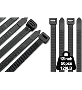 Zip Ties Heavy Duty 12 inch,50 Pack Toothed Double Sided With 120LBS Tensile Strength Cable Ties,...