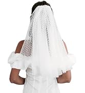 YAEISM Polka Dot Veil 2 Tier Swiss Dot Midi Wedding Veil Double Layers Ivory Dotted Tulle Bridal ...