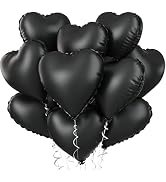Foil Heart Balloons Black, 10PCS Black Heart Shape Balloons Valentines Balloons, 18inch Metallic ...