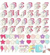 NICEVINYL Adhesive Chenille Letter Patches: 162PCS Self Adhesive Letter Patches for Clothing Back...