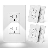 CML 20A Outlet with Night Light for Hallyway & Bathroom, ETL Listed, 5 Pack | LED Guide Lights, D...