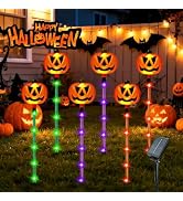 6 Pack Solar Pumpkin Lights Outdoor Waterproof for Halloween Decorations | 8 Modes Halloween Path...