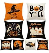 Halloween Pillow Covers, Double-Side Printing 18x18 in Set of 4, 8 Patterns | Halloween Decoratio...