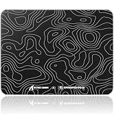 ATTACK SHARK CM05SE Glass Gaming Mouse Pad, Black Topographic Hard Mousepads for Gaming, Professi...