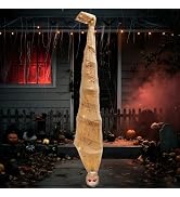 Long Hanging Mummy Halloween Decoration, Full Size Animated Shaking Mummy with Spooky Sound for C...