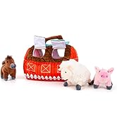 Hollypet Hide and Seek Squeaky Dog Toy, Designed Interactive Puzzle Plush Stuffed Puppy Toys, Farm
