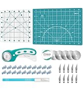 39 Pcs Rotary Cutter Set- Quilting Kit incl. 45mm Fabric Cutter with 5 Extra Blades, A4 Cutting M...
