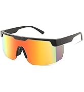 FEISEDY Sunglasses Women Men Sports, 80s Visor Retro Neon Square Sun Glasses, Miorred Shades UV40...