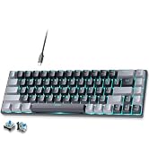 abucow 60% Mechanical Gaming Keyboard,Blue Switch Wired Compact Keyboard with Blue Backlight, Swa...