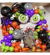 Froova Halloween Balloon Garland 146 Pcs Purple Green Black Orange Balloons Arch Kit with 22 Inch...