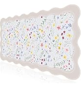 L-SPOUTTO Floral Mouse Pad,Botanical Desk Mat XXL Large Scalloped Gaming Mousepad,35.4x15.7in Non...