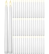 Funtery 48 Pcs Flameless LED Taper Candles Fake Candles Battery Operated Candles Bulk 11 Inch Fli...