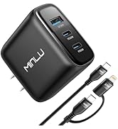 MINLU 65W USB C Charger Block,GaN 3-Port Compact Fast PPS Type C Wall Charger with 6Ft 100W 2 in ...