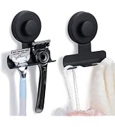 Fenas Suction Cup Razor and Shaver Holder for Shower Wall, Stainless Steel Reusable Suction Hook ...