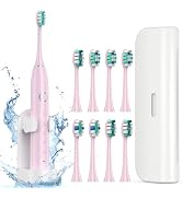 Fronix Electric Toothbrush for Adults with 8 Brush Heads, Sonic Toothbrush Rechargeable with a Ho...