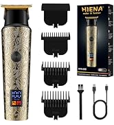 HIENA PRO Hair Trimmers for Men, Cordless Professional Electric Beard Trimmer with LED Display, F...
