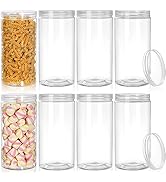 Pumtus 8 Pack Clear Plastic Jars with Lid, 46 OZ Round Candy Storage Jars, Empty Large Mason Jars...