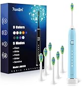 7AM2M Sonic Electric Toothbrush with 6 Brush Heads for Adults&Kids, One Charge for 120 Days, Wire...