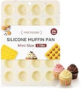 Firstfooby Silicone Mini Muffin Pan, 24-Cup Mini Cupcake Pan for Baking Nonstick BPA Free, Food-G...