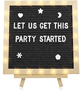 Light up Letter Board with LED Lights - 10in × 10in Felt Changeable Message Board with Frame Lett...