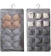 AARAINBOW Hanging Bra Organizer with Pockets, Hanging Sock Organizer, Dual Sided Hanging Closet U...