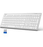 TECKNET Bluetooth Keyboard Rechargeable, 4-Device Free Switching (2.4G+BT), Ultra-Slim Full Size ...