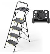 KINGRACK 4 Step Ladder with Tool Platform, Folding Step Stool with Wide Pedal, Safety Locking, St...
