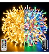 Ollny Christmas String Lights Indoor Outdoor 200LED/66FT Multicolored to Warm White Color Changin...