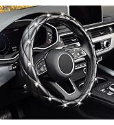 KAFEEK Diamond Soft Leather Steering Wheel Cover with Bling Bling Crystal Rhinestones, Universal ...