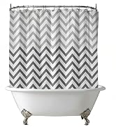 De-Mediocre Ombre Grey Clawfoot Tub Shower Curtain Liner 180Wx60H Geometric Neutral Soft Wrap Aro...