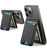 TopMade for Magsafe Wallet, Magnetic Wallet Card Holder with Adjustable Phone Stand, Leather Magn...