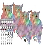 Dyvicl Fake Owl Hanging Reflective Owl for Woodpecker Deterrent 4 Pack, Bonus 6 Reflective Scare ...