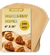 Tuchclipp 200 PCS Unbleached Parchment Paper Sheets, Precut 9x13 Inch Non-Stick Baking Paper for ...