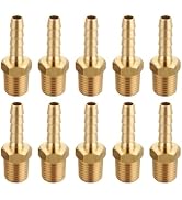 T TANYA HARDWARE 1/4 Inch Hose Barb to 1/4 Inch NPT Male Thread Brass Air Hose Barb Fittings, (10...