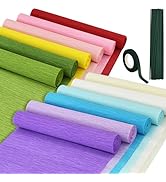 BEISHIDA 12 Rolls Crepe Paper Roll, 12 Colors Crepe Paper Sheet for Flower Making, Flowers Kit wi...