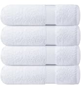 Infinitee Xclusives Luxury 100% Ring-Spun Cotton White Bath Towels Set of 4 (27x54 inches) – Soft...