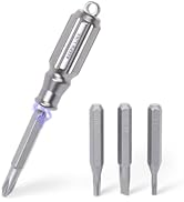 KEEPO LINK Small Screwdriver Set with 4 Magnetic Bits (PH1, SL3.5, T6H, T8H), Titanium Mini Torx ...